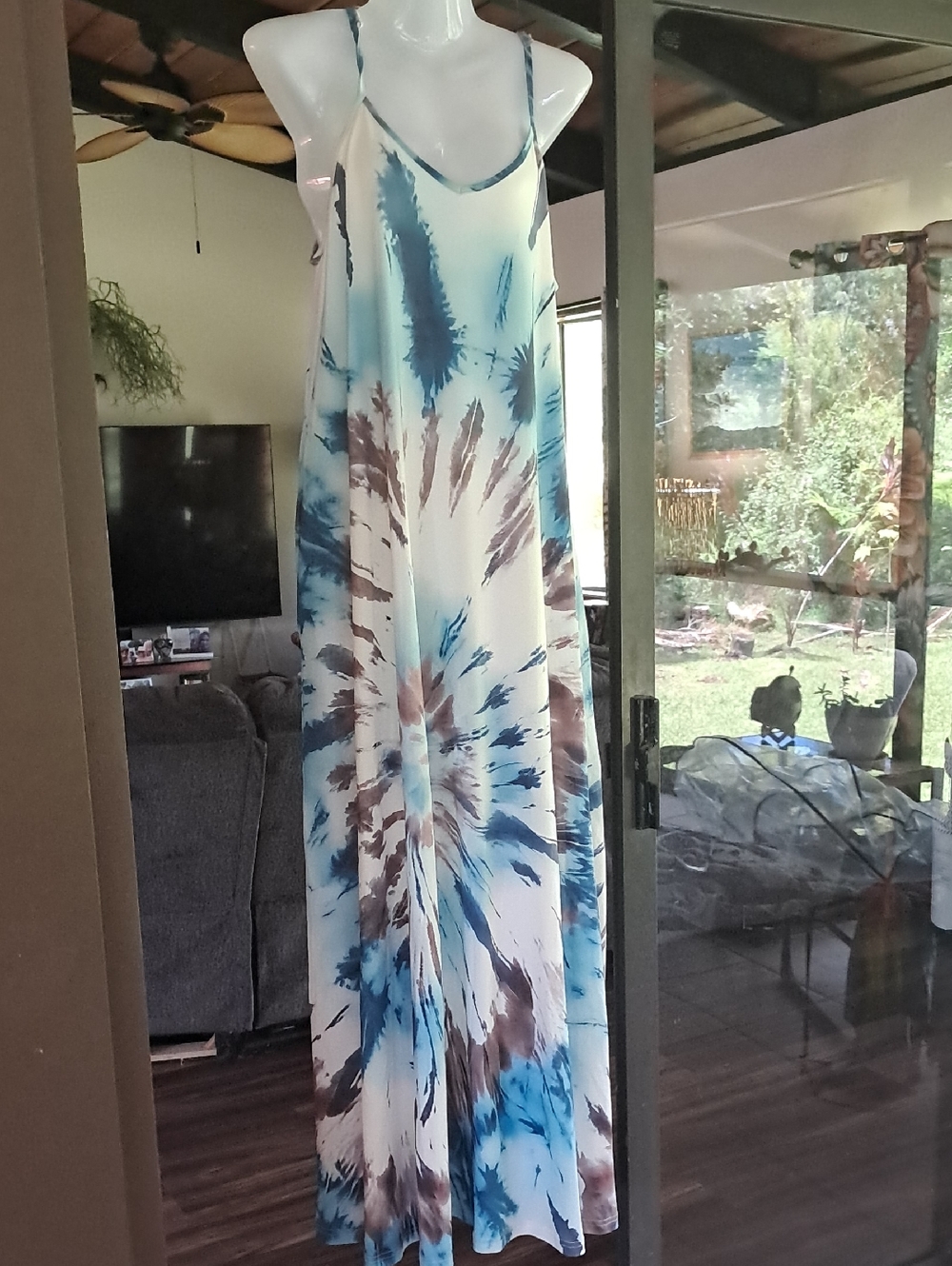 Tie-Dye Maxi Dress - Blue & Brown